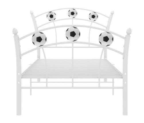 Estructura de cama con diseño de fútbol metal blanco 90x200 cm