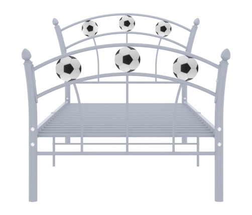 Estructura de cama con diseño de fútbol metal gris 90x200 cm