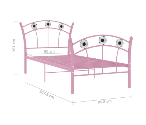 Estructura de cama sin colchón metal rosa 90x200 cm