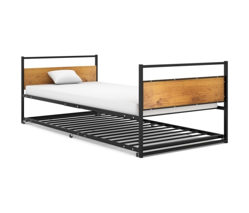 Estructura de cama extraíble metal negro 90x200 cm