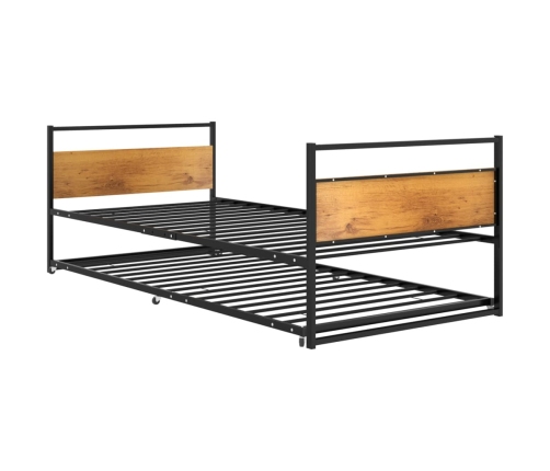 Estructura de cama extraíble metal negro 90x200 cm