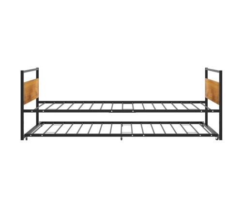 Estructura de cama extraíble metal negro 90x200 cm