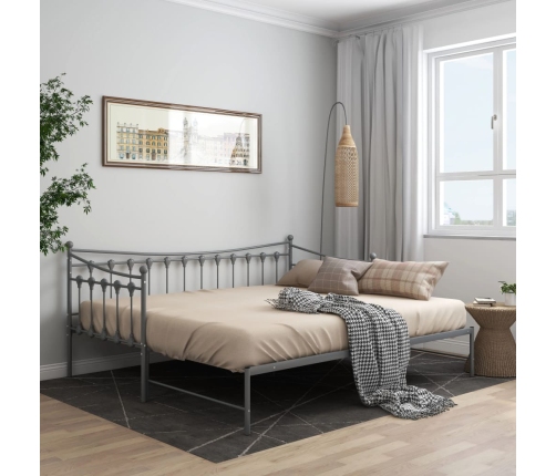 vidaXL Estructura de sofá cama extraíble de metal gris 90x200 cm