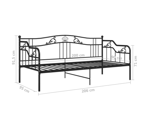 vidaXL Estructura de sofá cama de metal negro 90x200 cm