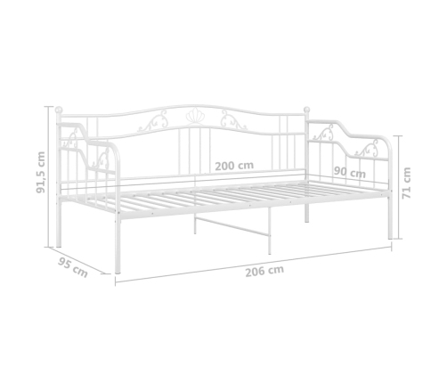 Estructura de sofá cama sin colchón metal blanco 90x200 cm