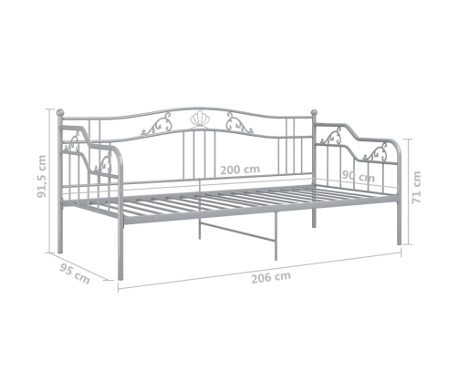 vidaXL Estructura de sofá cama de metal gris 90x200 cm