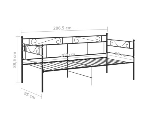 Estructura de sofá cama de metal negro 90x200 cm