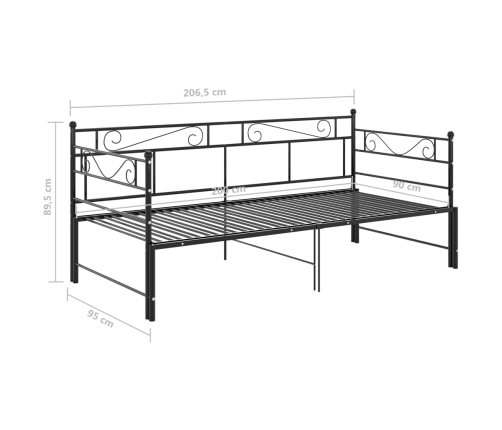 Estructura sofá cama extraíble sin colchón metal negro 90x200cm