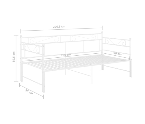 Estructura de sofá cama extraíble metal blanco 90x200 cm