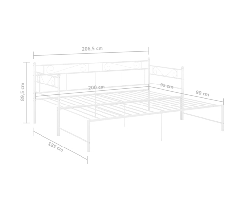 Estructura de sofá cama extraíble metal blanco 90x200 cm