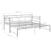 Estructura de sofá cama extraíble metal gris 90x200 cm