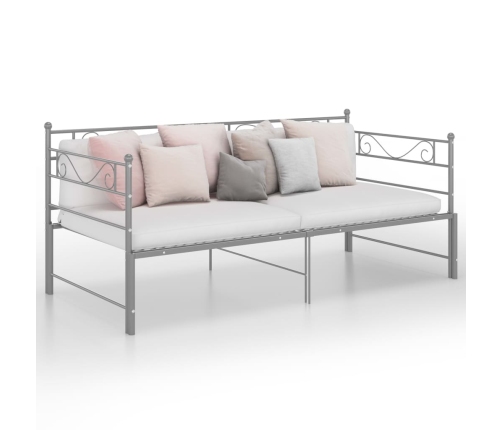 Estructura de sofá cama extraíble metal gris 90x200 cm