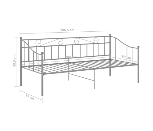 Estructura de sofá cama sin colchón metal gris 90x200 cm