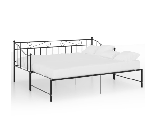 Estructura de sofá cama extraíble de metal negro 90x200 cm