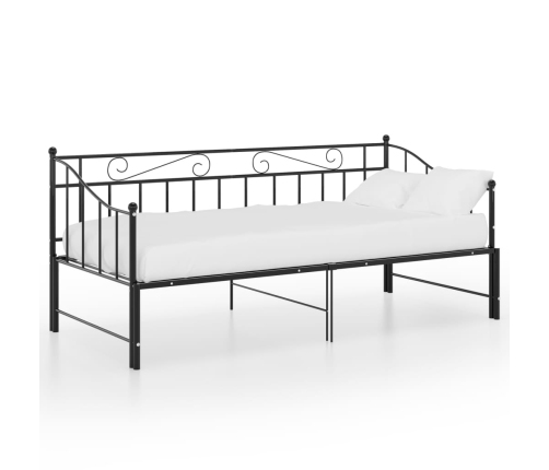 Estructura de sofá cama extraíble de metal negro 90x200 cm