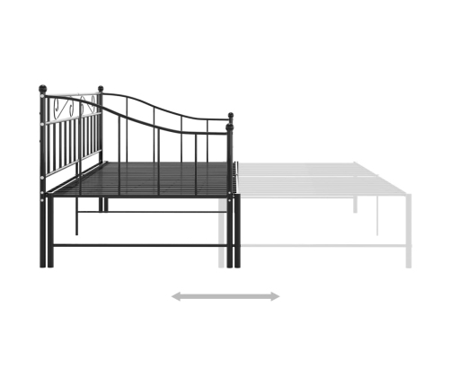 Estructura de sofá cama extraíble de metal negro 90x200 cm