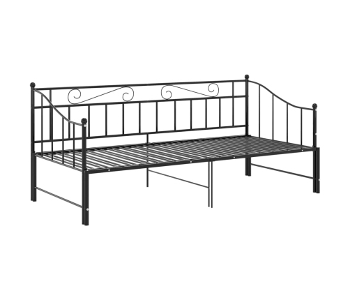 Estructura de sofá cama extraíble de metal negro 90x200 cm