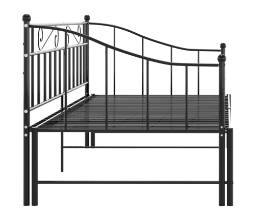 Estructura de sofá cama extraíble de metal negro 90x200 cm