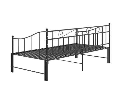 Estructura de sofá cama extraíble de metal negro 90x200 cm