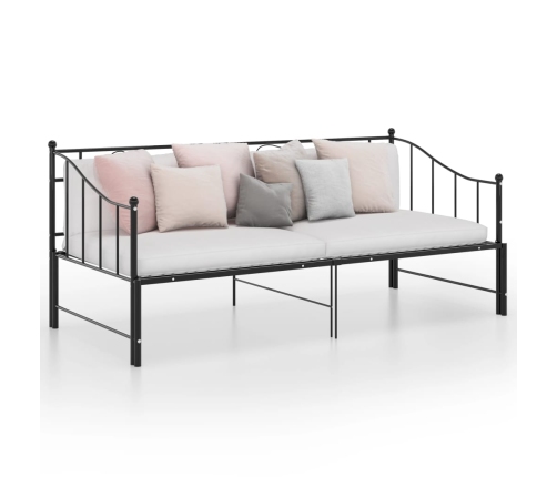 Estructura de sofá cama extraíble de metal negro 90x200 cm