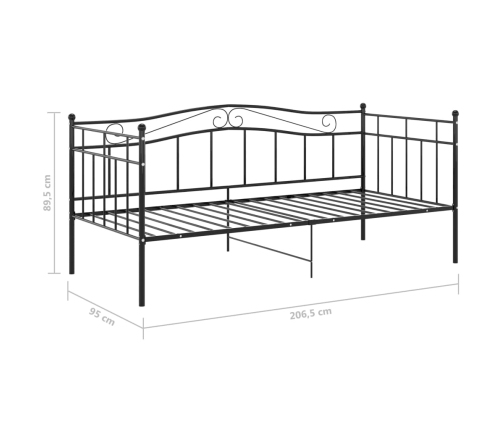 Estructura de sofá cama sin colchón metal negro 90x200 cm