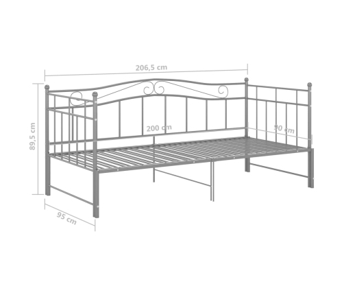 Estructura de sofá cama extraíble de metal gris 90x200 cm