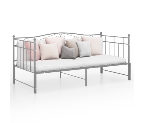 Estructura de sofá cama extraíble de metal gris 90x200 cm