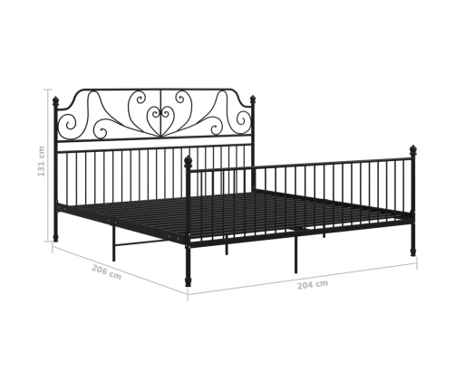 Estructura de cama sin colchón metal negro 200x200 cm