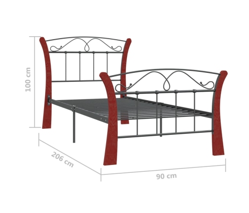 Estructura de cama sin colchón metal negro 90x200 cm