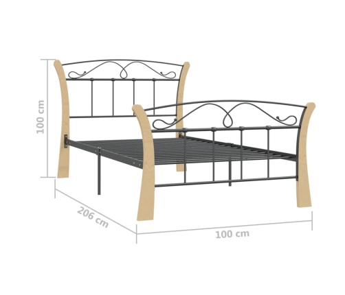 vidaXL Estructura de cama de metal negro 100x200 cm