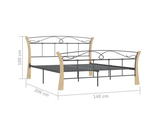 Estructura de cama sin colchón metal negro 140x200 cm