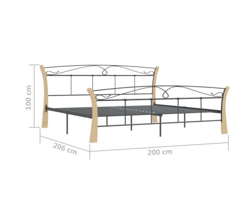 Estructura de cama de metal negra 200x200 cm