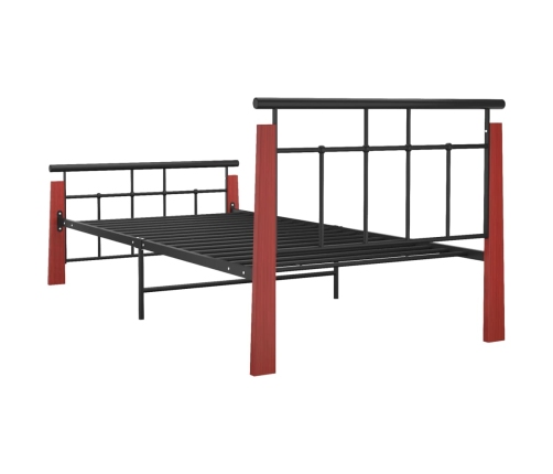 Estructura de cama sin colchón metal madera de roble 90x200 cm