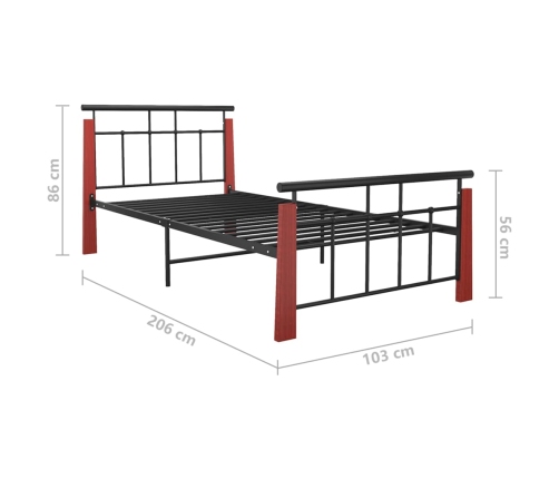 Estructura de cama sin colchón metal madera de roble 90x200 cm