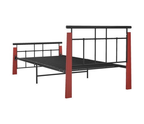 Estructura de cama sin colchón metal madera de roble 100x200 cm