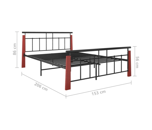 Estructura de cama sin colchón metal madera de roble 140x200 cm