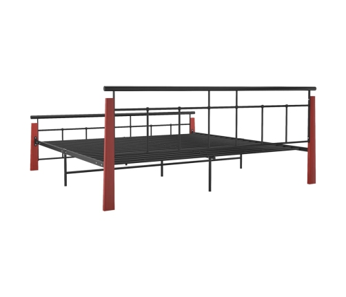 Estructura de cama sin colchón metal madera de roble 200x200 cm