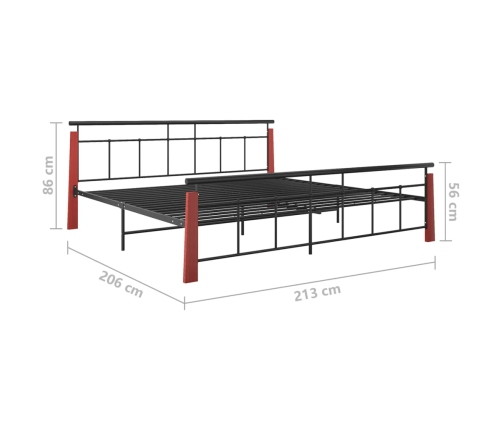 Estructura de cama sin colchón metal madera de roble 200x200 cm