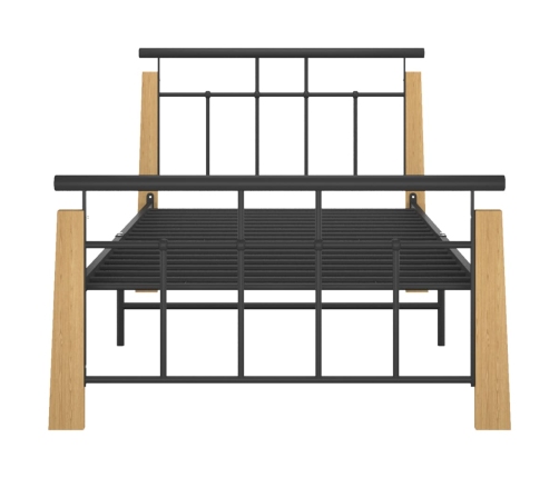 Estructura de cama sin colchón metal madera de roble 100x200 cm