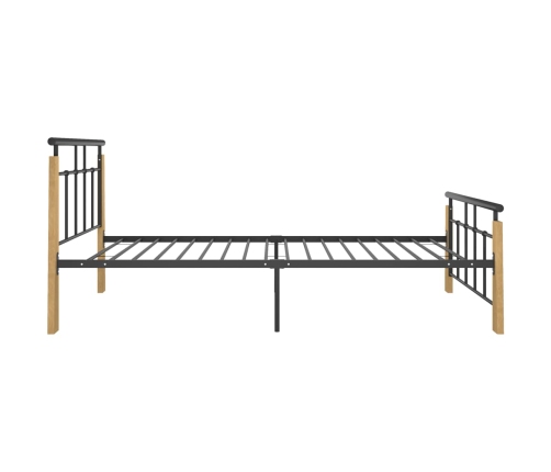 Estructura de cama sin colchón metal madera de roble 100x200 cm