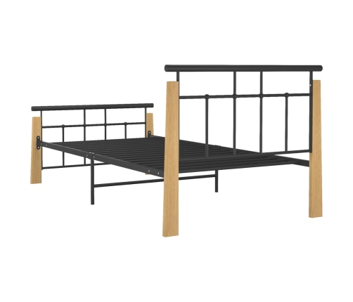 Estructura de cama sin colchón metal madera de roble 100x200 cm