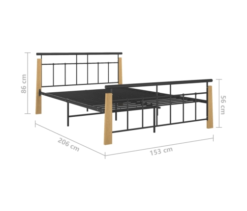 Estructura de cama sin colchón metal madera de roble 140x200 cm