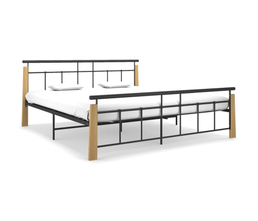 vidaXL Estructura de cama metal y madera maciza de roble 180x200 cm