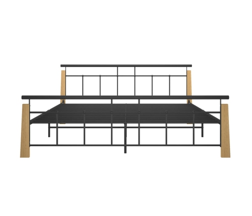 vidaXL Estructura de cama metal y madera maciza de roble 180x200 cm