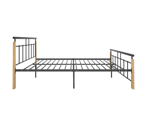 vidaXL Estructura de cama metal y madera maciza de roble 180x200 cm