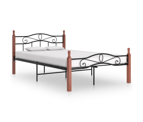 Estructura cama sin colchón metal madera roble negro 120x200 cm