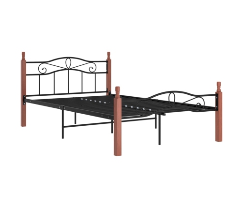 Estructura cama sin colchón metal madera roble negro 120x200 cm