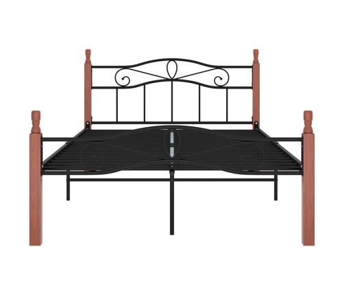 Estructura cama sin colchón metal madera roble negro 120x200 cm