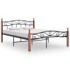 Estructura cama sin colchón metal madera roble negro 140x200 cm