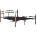 Estructura de cama metal y madera maciza de roble 140x200 cm